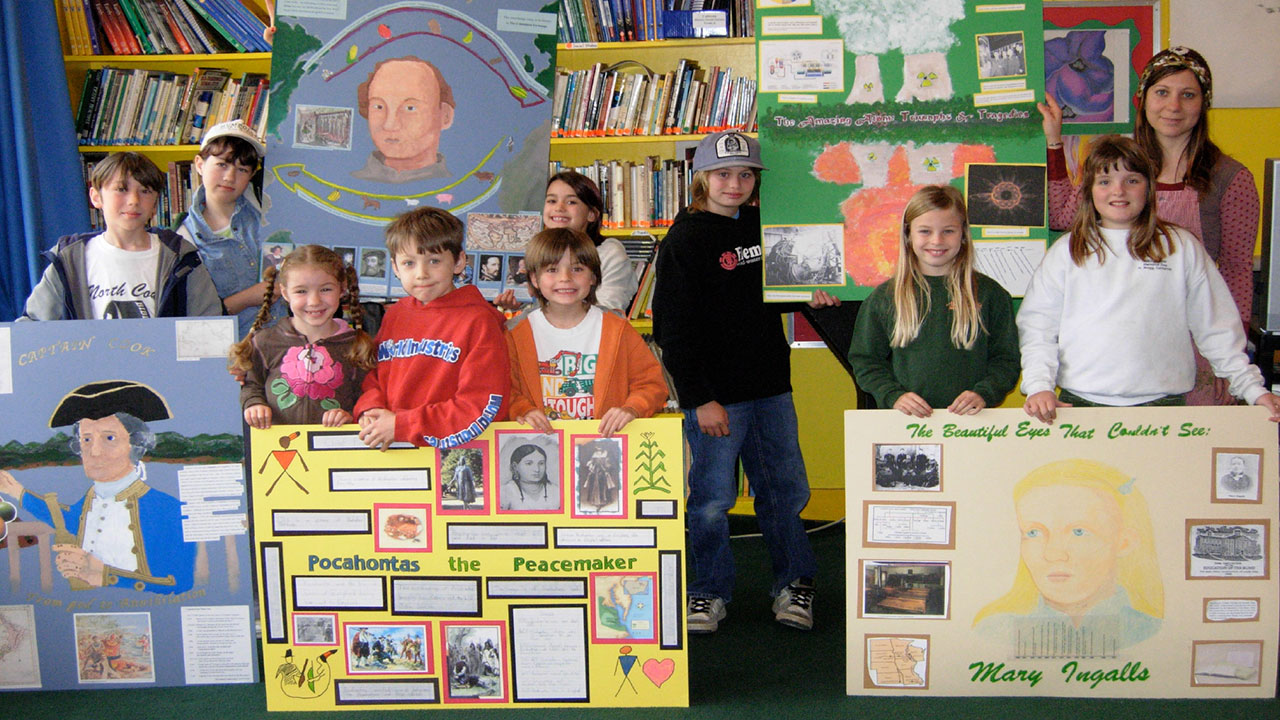 Maple Creek kids with their work